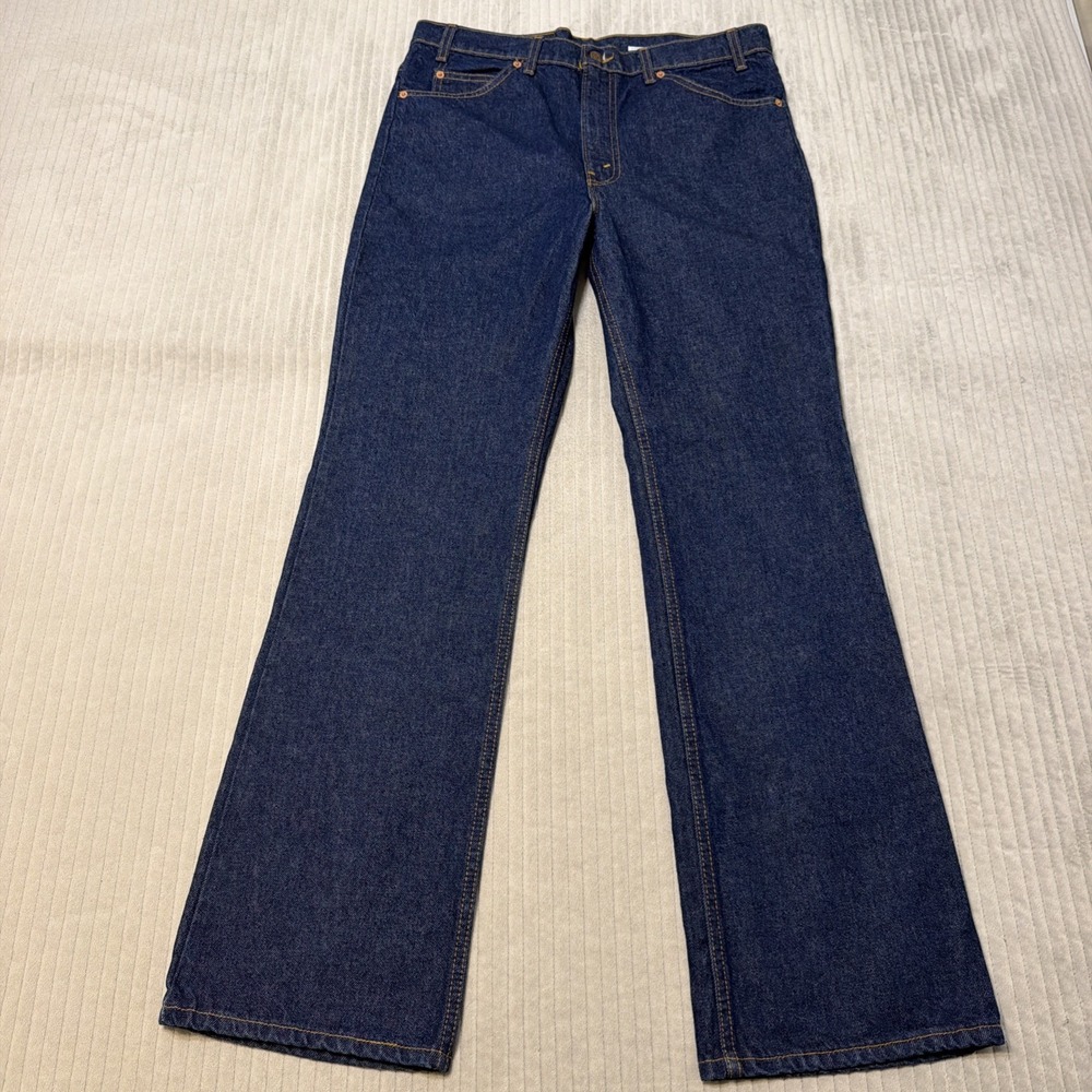 Vintage 517 Levis Jeans Men Tag 35x32 *(35x33) Blue Bootcut Orange Tab USA 90s